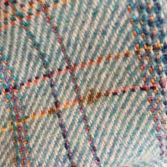 Jaeger wool blend plaid coat US12 blue aqua button - Picture 5 of 8